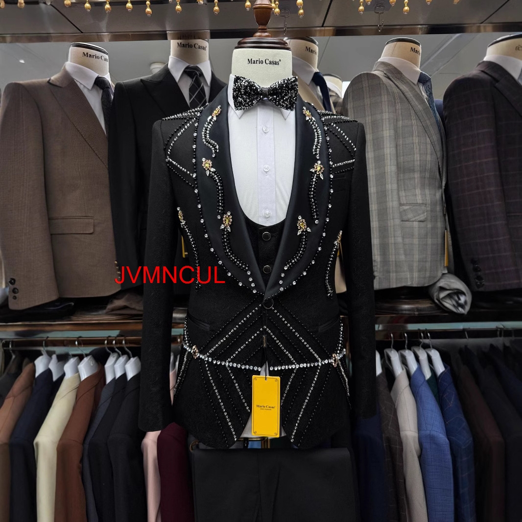 Men'S Formal Wear Waistcoat - Men Suit Europe Style Handmade Beaded