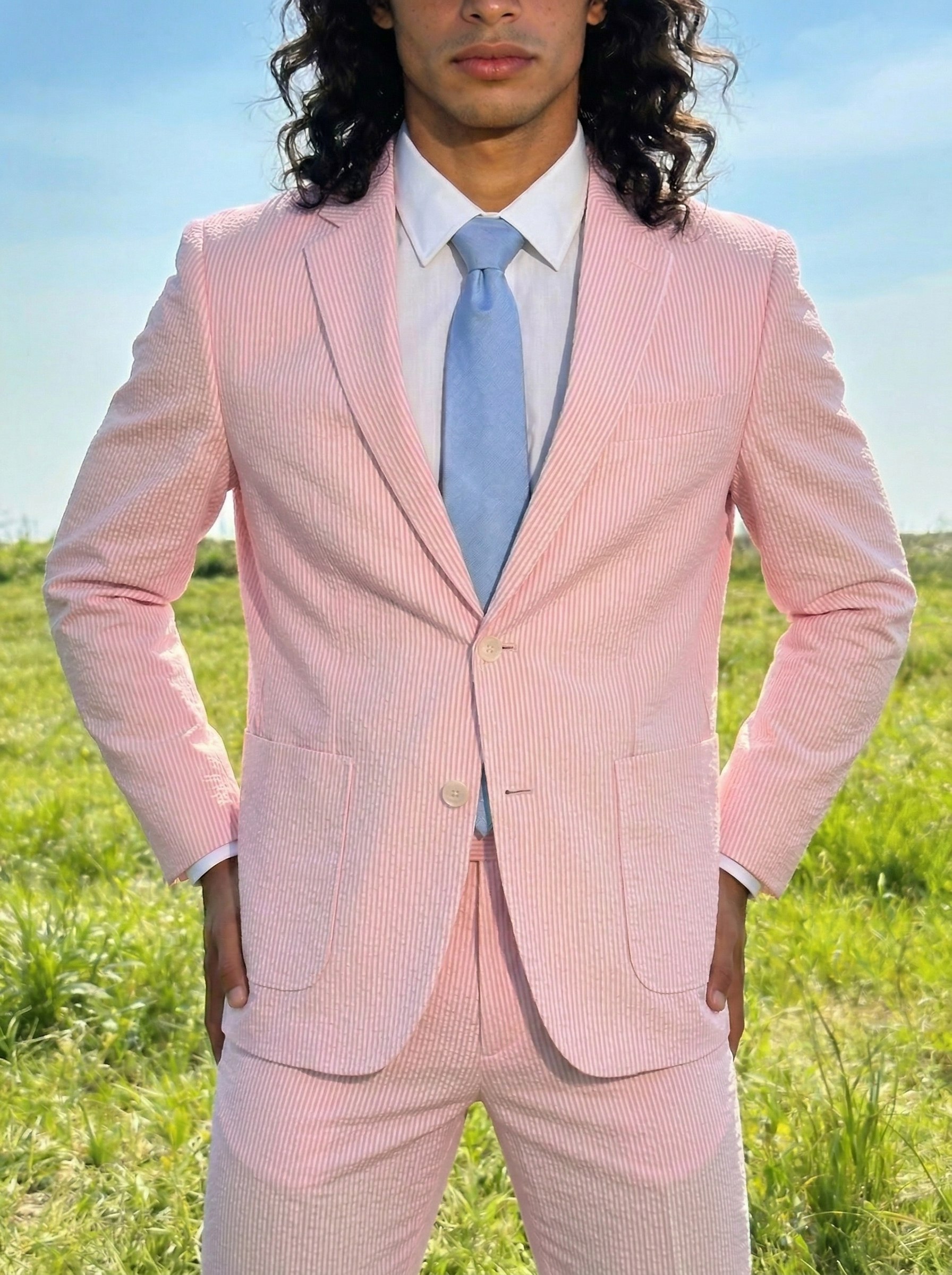 Men Formal Wear Summer - Classic Summer Striped Seersucker Suit 2