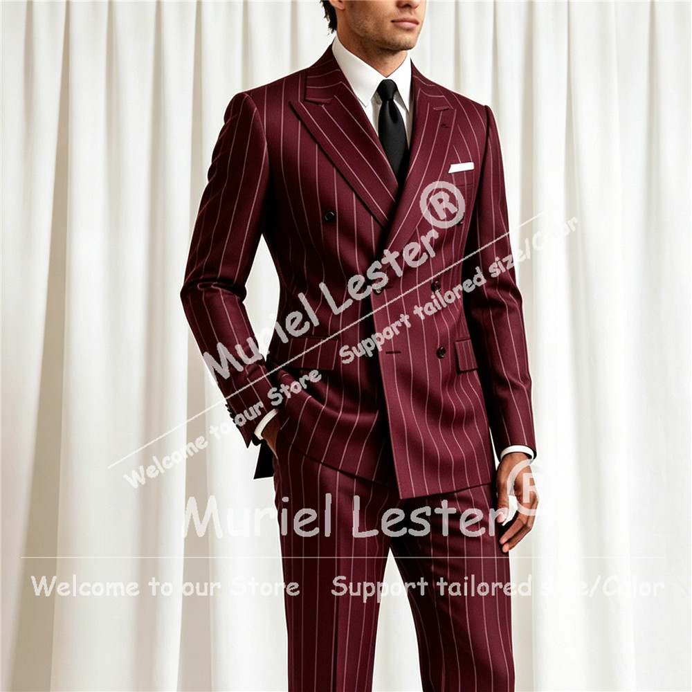 Men'S Used Formal Wear - Elegant Stripes Suit Men 2 Piece