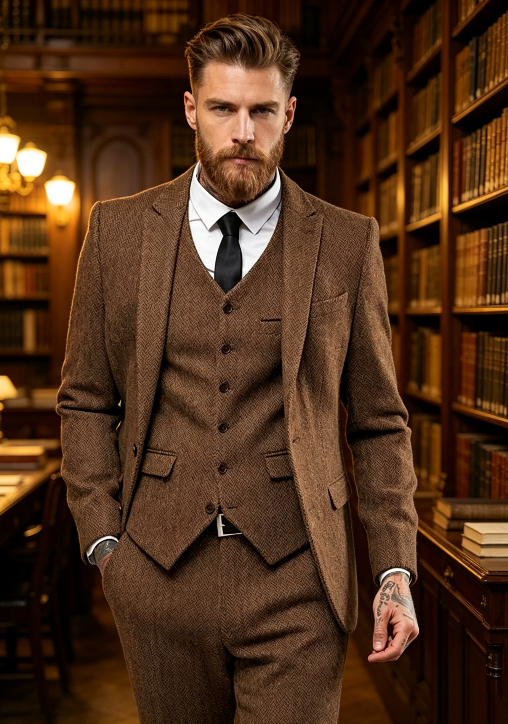 Men'S Used Formal Wear - Dark Brown Wool Tweed Winter Suit