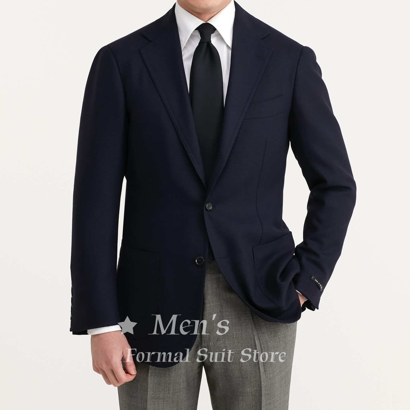 Luxury Men's Navy Blue Blazer  – Men Formal Wear Blue Bewertung und Preis