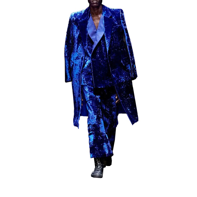 Newest Velvet 3 Pieces Men Sui – Men Formal Wear Blue Bewertung und Preis