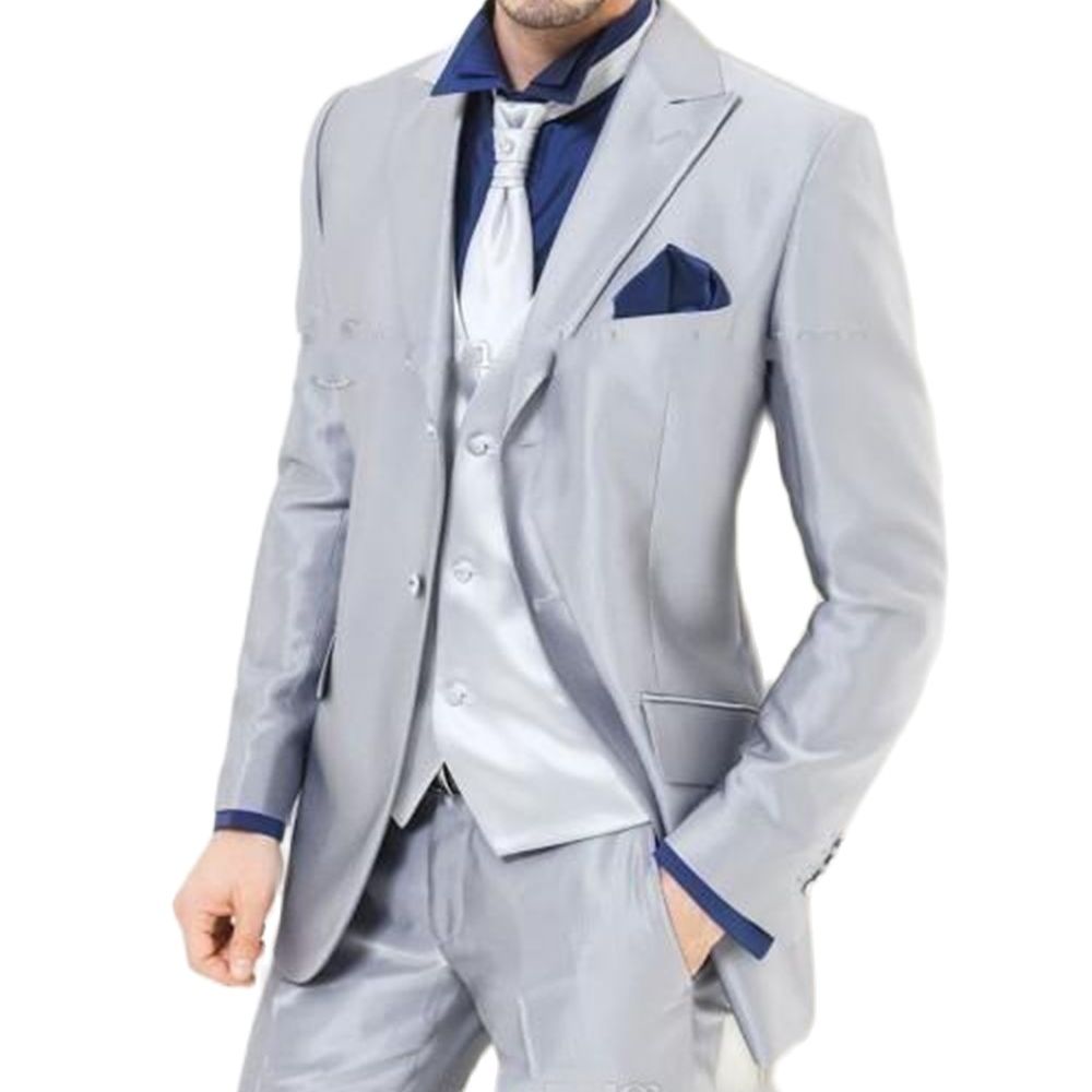 Custom Made Silver Shiny Satin – Men Formal Wear For Dinner Bewertung und Preis
