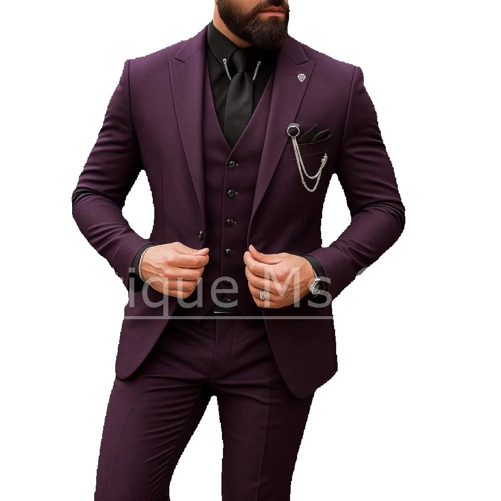 Men's 3 Piece Suit Single Brea – Men Formal Wear Pants Bewertung und Preis