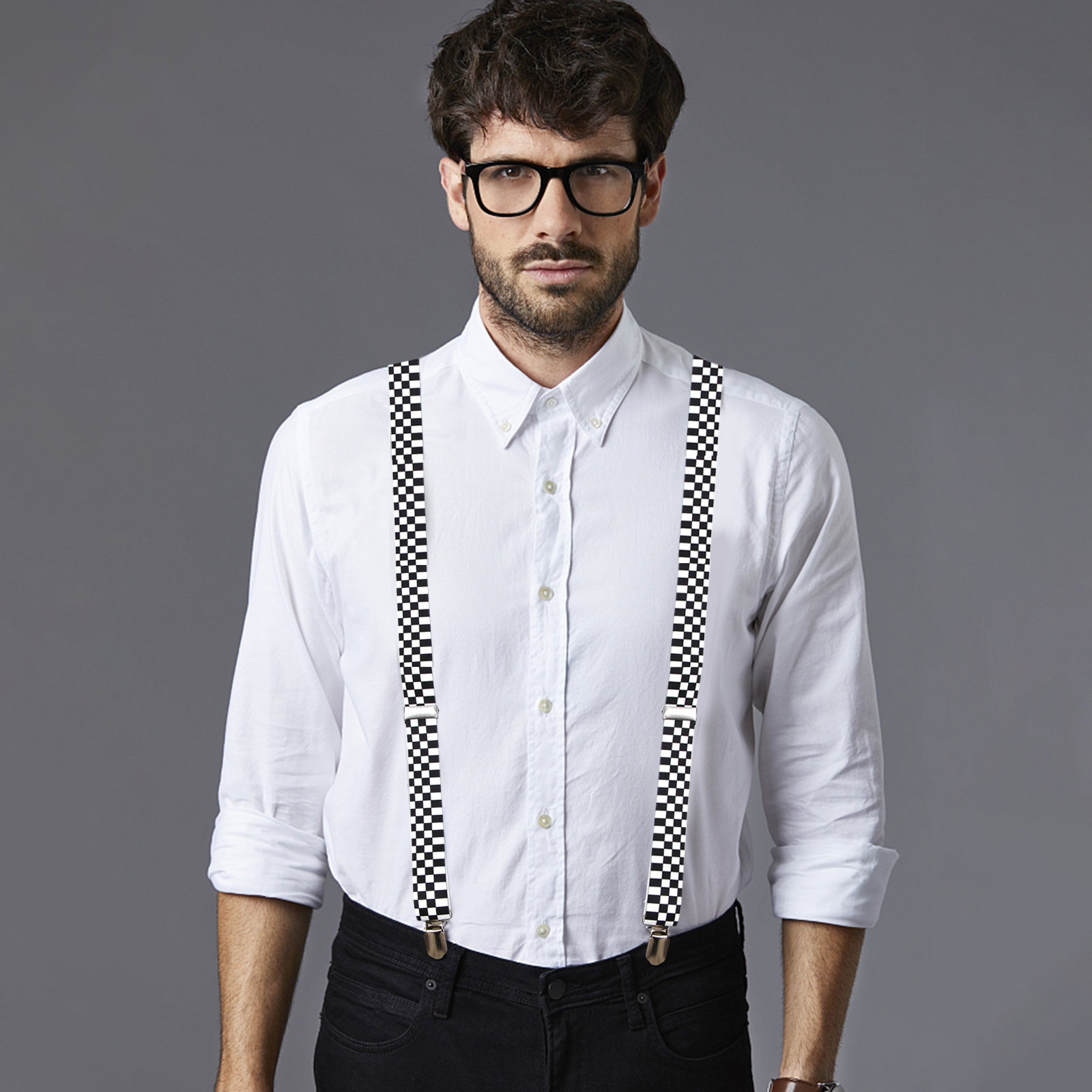 Checkered Y-Back Suspender Bla – Suspender Clip Formal Bewertung und Preis