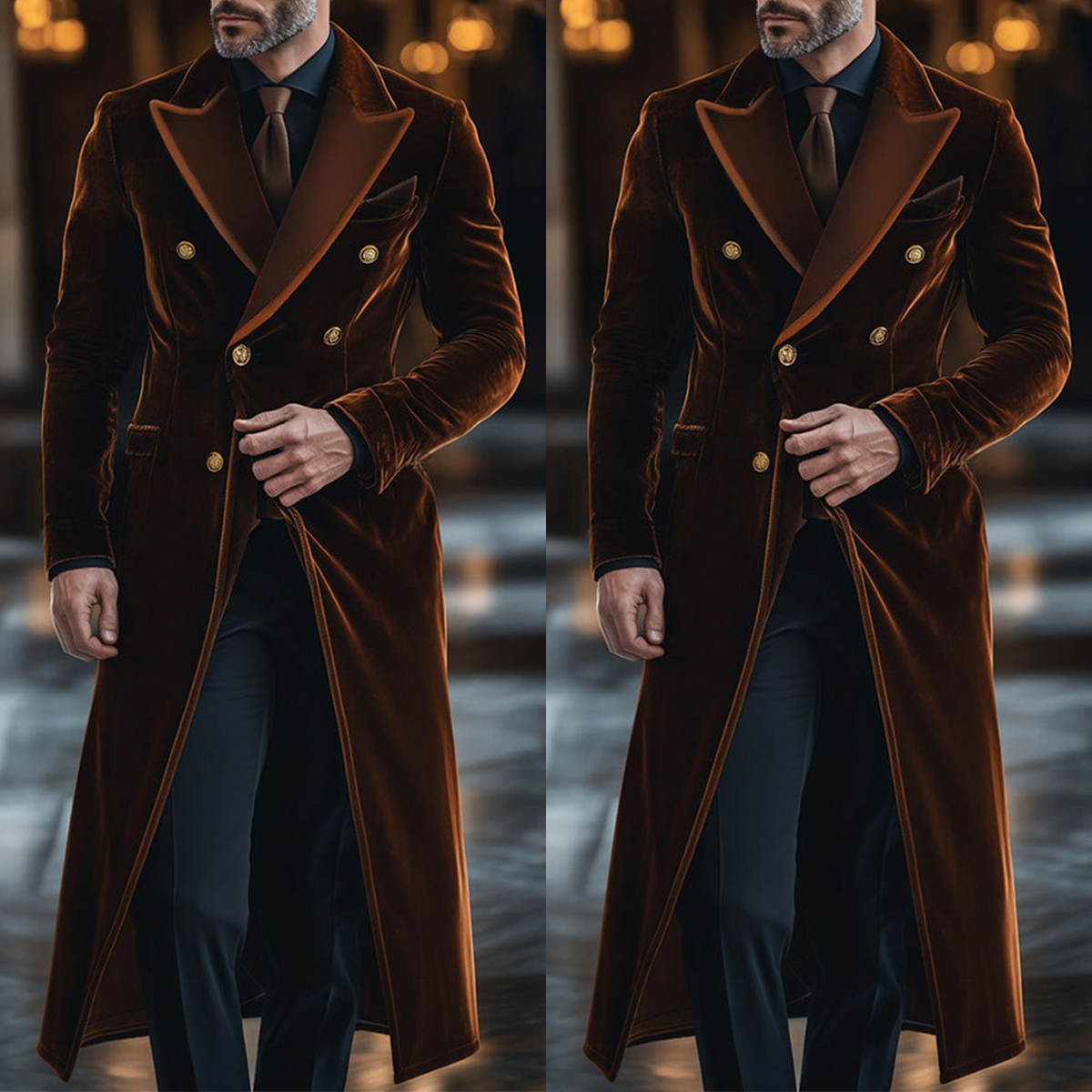 Brown Velvet Men Long Coat Pea – Men'S Formal Wear Waistcoat Bewertung und Preis