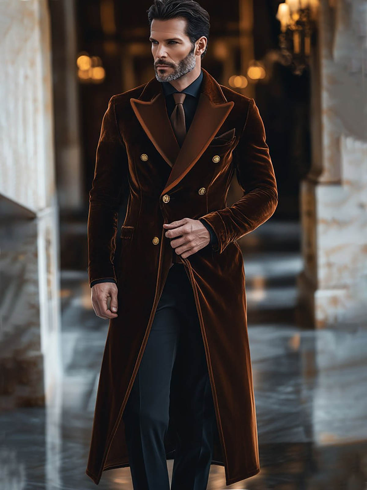 Brown Velvet Men Long Coat Pea – Men'S Formal Wear Waistcoat Bewertung und Preis