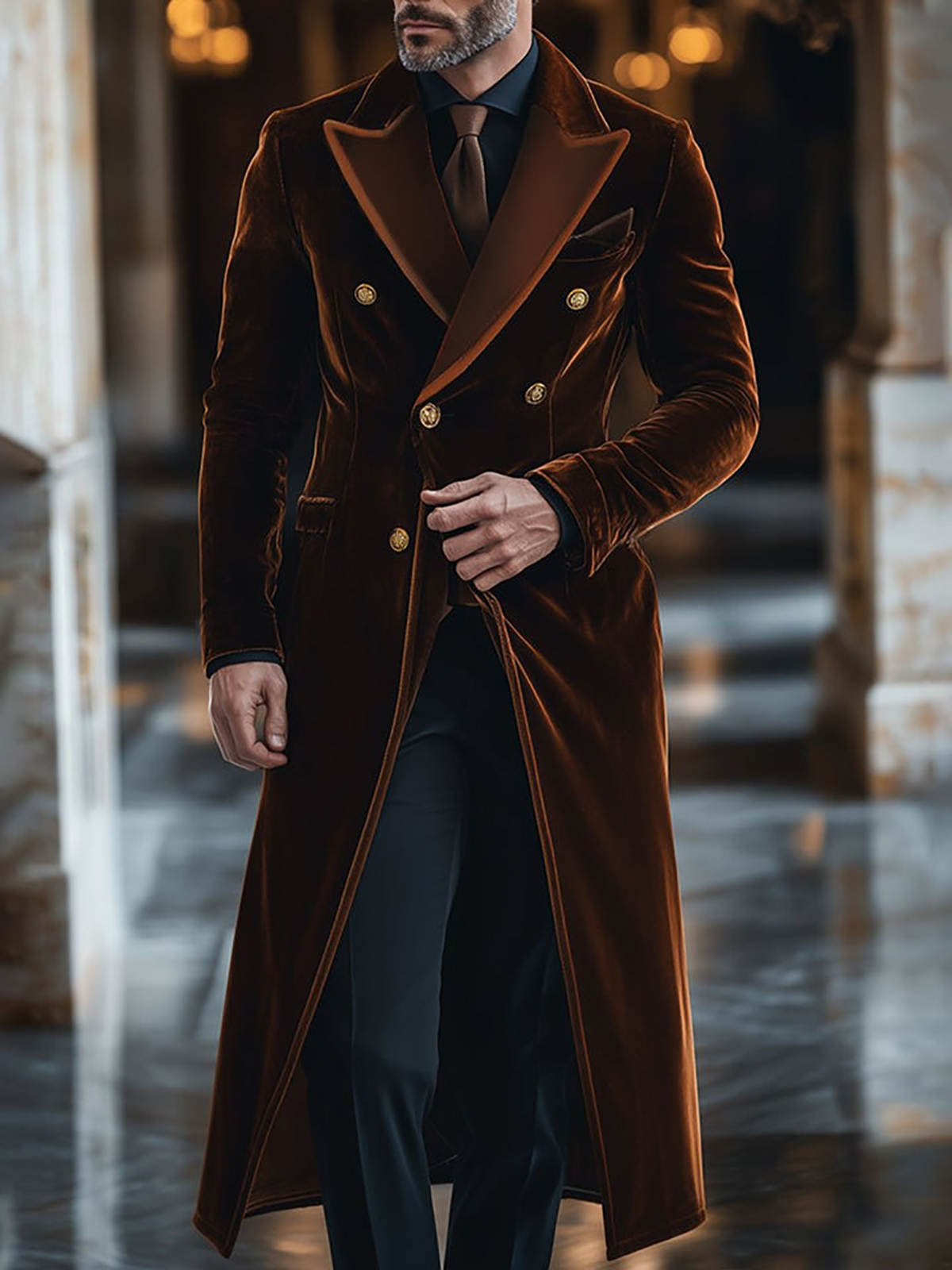 Brown Velvet Men Long Coat Pea – Men'S Formal Wear Waistcoat Bewertung und Preis