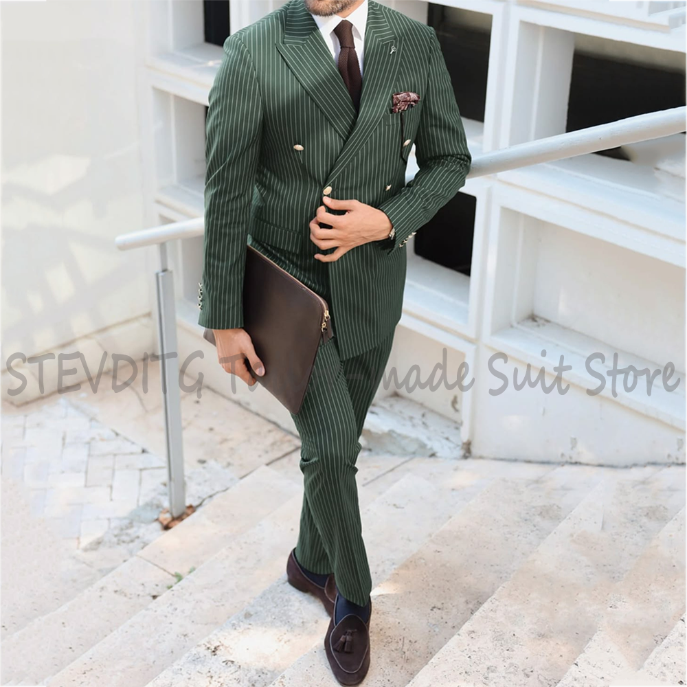 Classic Pinstriped Men's Suit  – Men Formal Wear Pants Bewertung und Preis