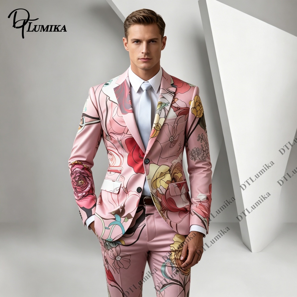 DTLumika Pink Base Floral Prin – Men Formal Wear Photoshoot Bewertung und Preis