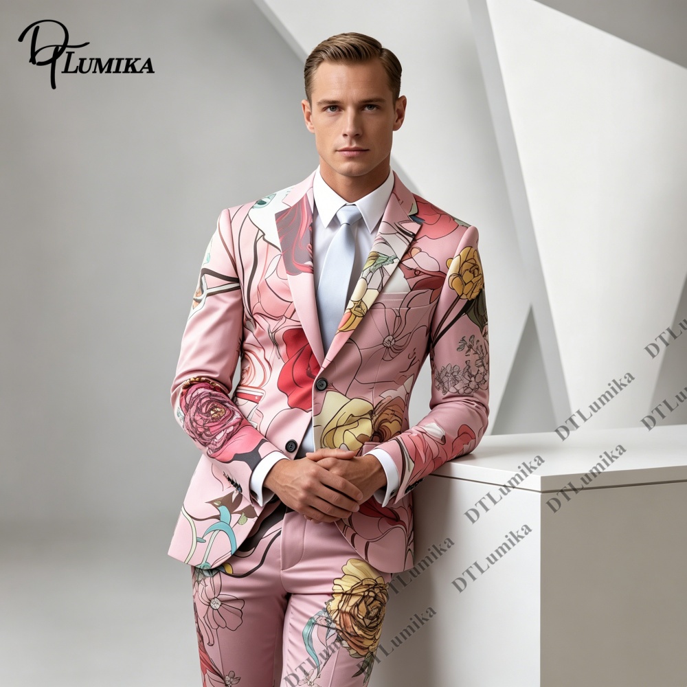 DTLumika Pink Base Floral Prin – Men Formal Wear Photoshoot Bewertung und Preis