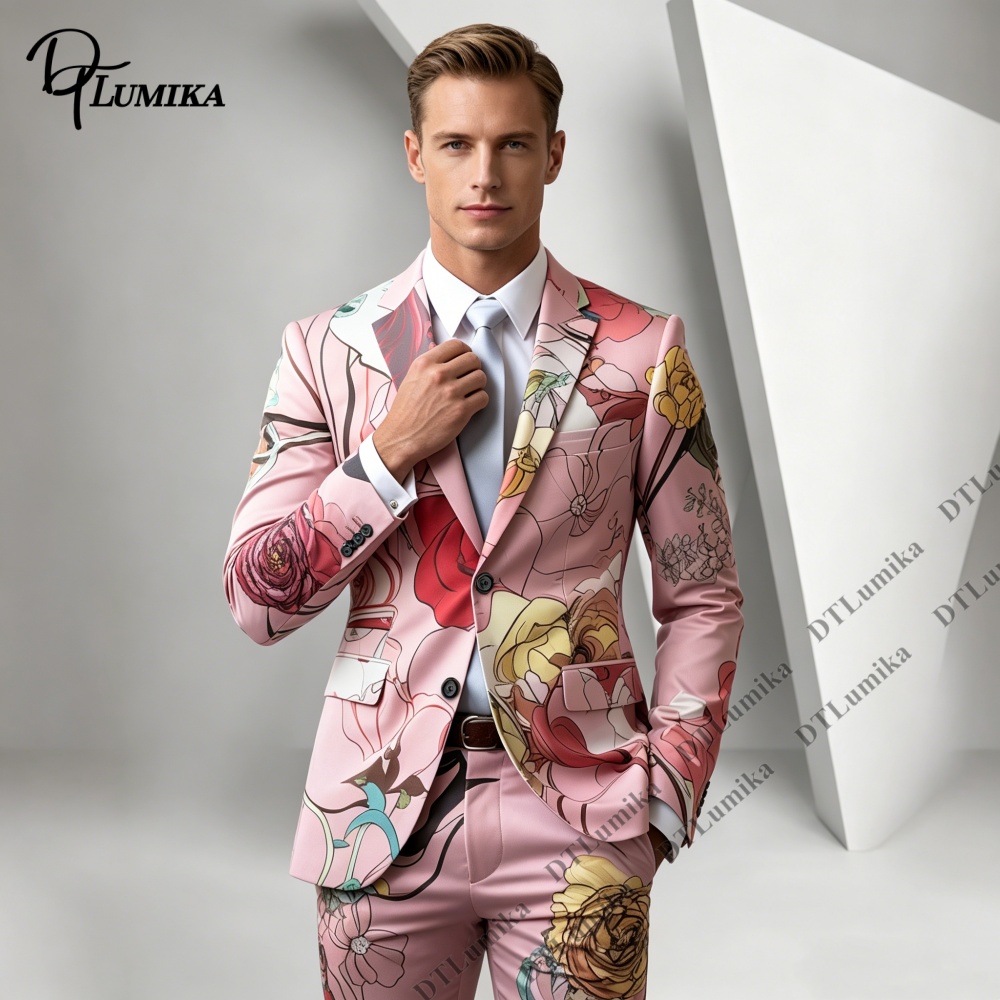DTLumika Pink Base Floral Prin – Men Formal Wear Photoshoot Bewertung und Preis