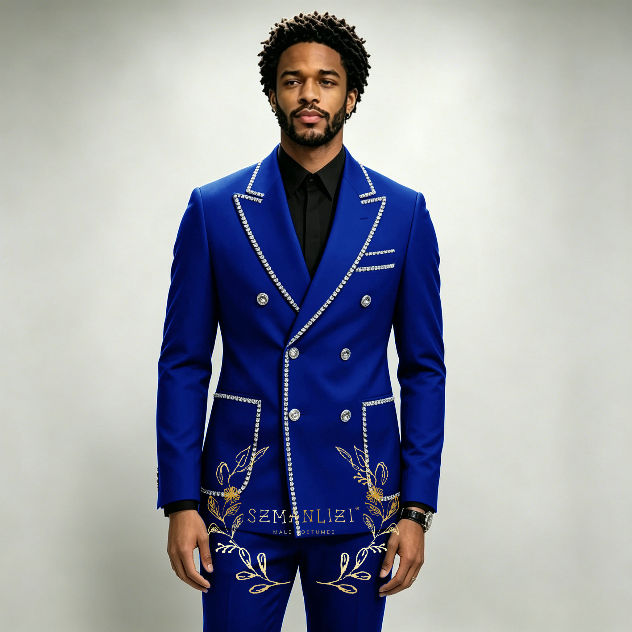 Luxury Men's Suits 2 Pieces Ro – Men Formal Wear Blue Bewertung und Preis