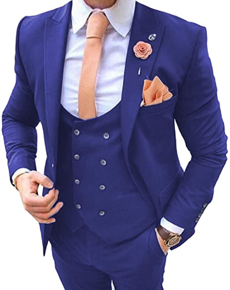 Navy Blue Men's Suits 3 Pcs Co – Men Formal Wear Blue Bewertung und Preis