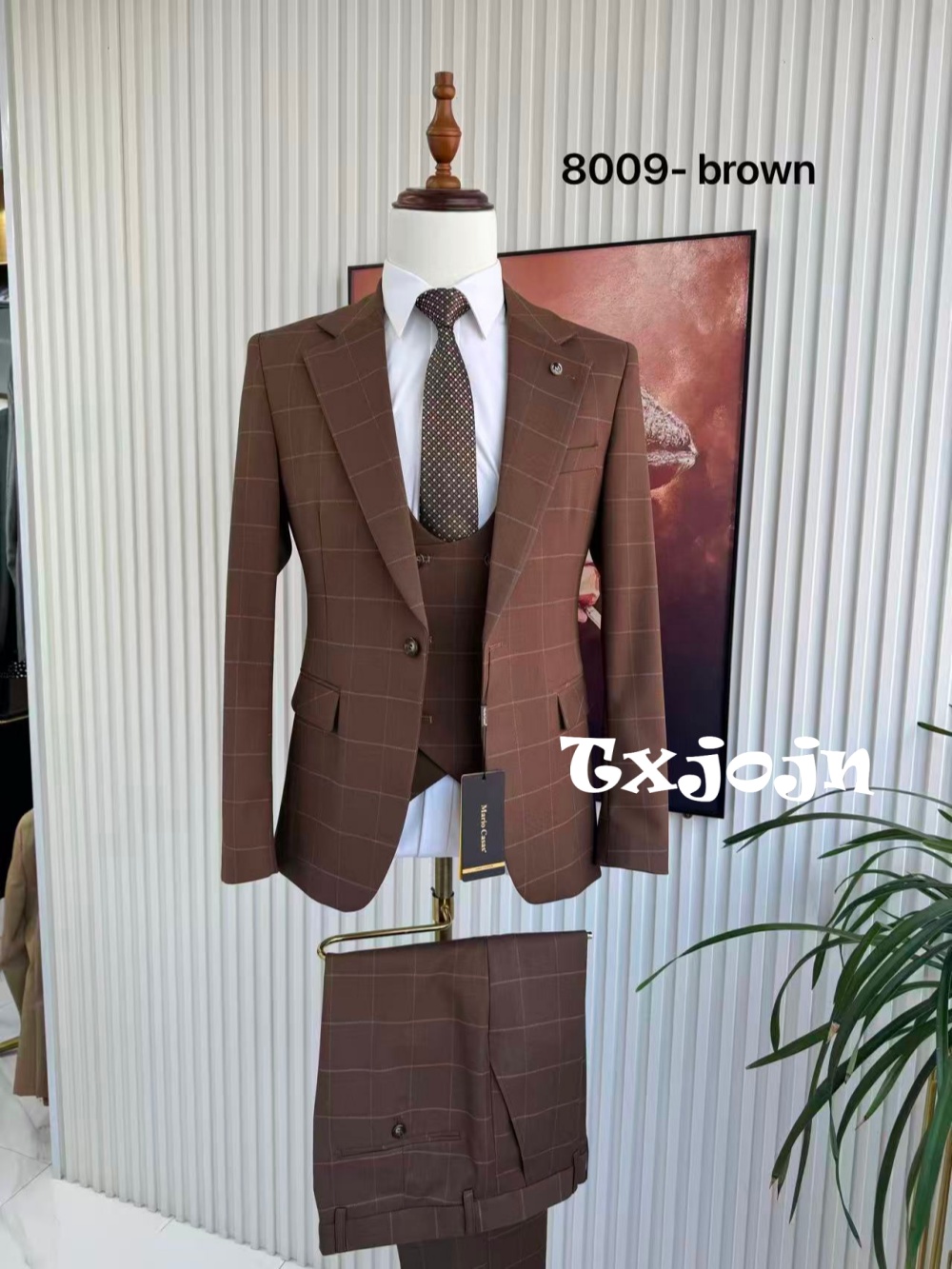Men's Plaid Tuxedo 3 Pieces Ja – Men Formal Wear Pants Bewertung und Preis