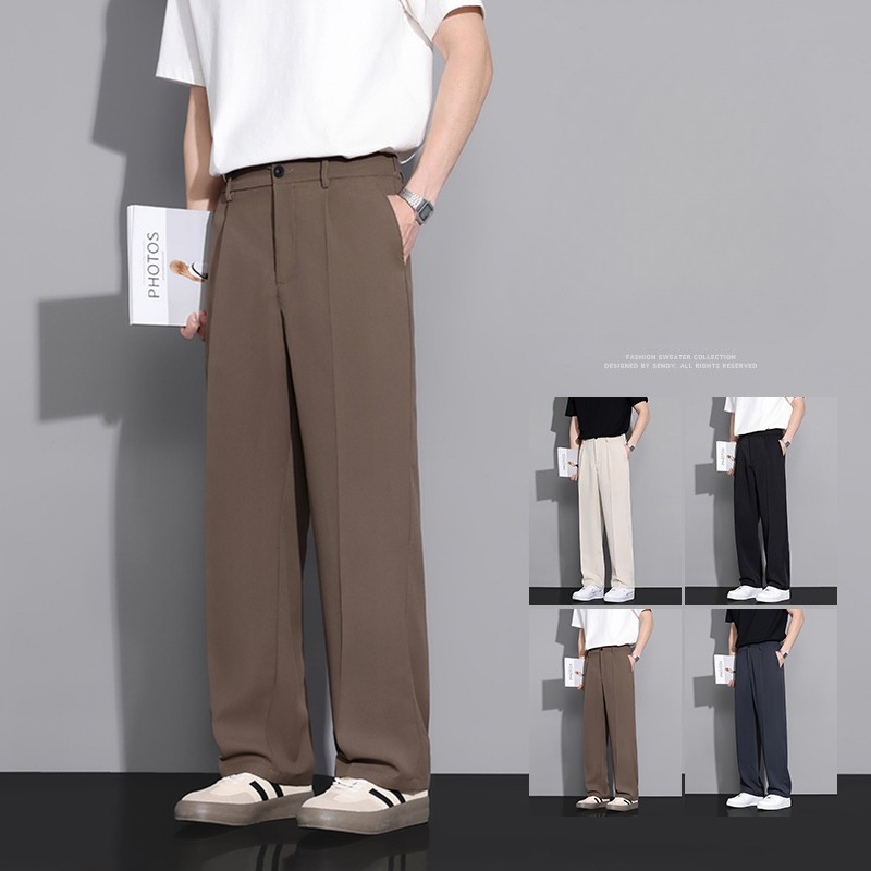 Beige Suit Pants Men Loose Fit – Korean Men Formal Wear Bewertung und Preis