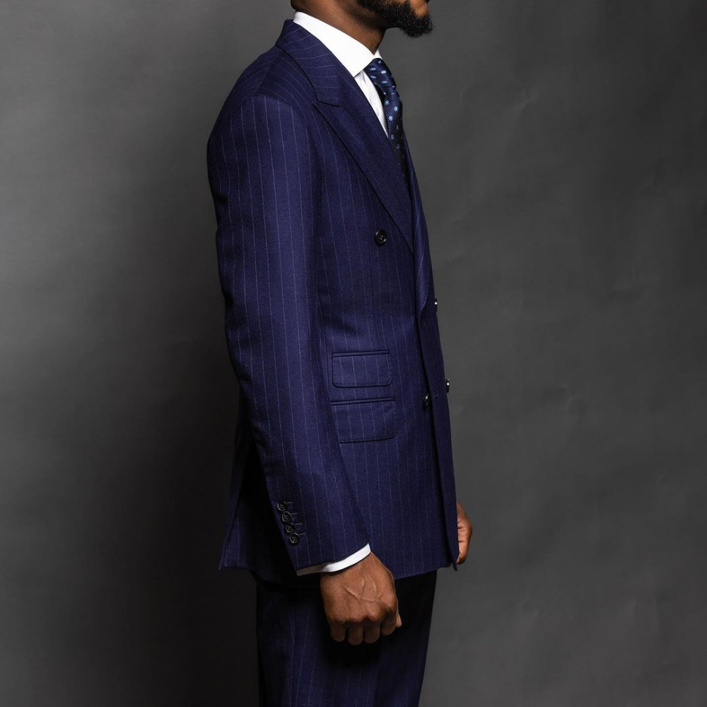 Navy Blue Pinstripe Men Suits  – Men Formal Wear Blue Bewertung und Preis