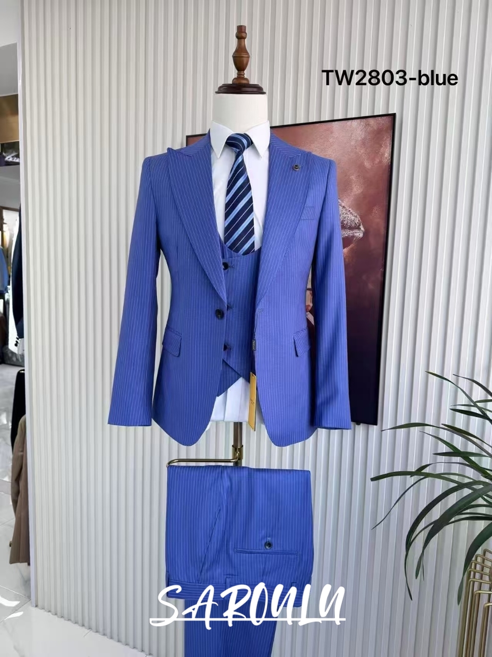 Men's Blue Striped Formal Suit – Men Formal Wear Sale Bewertung und Preis