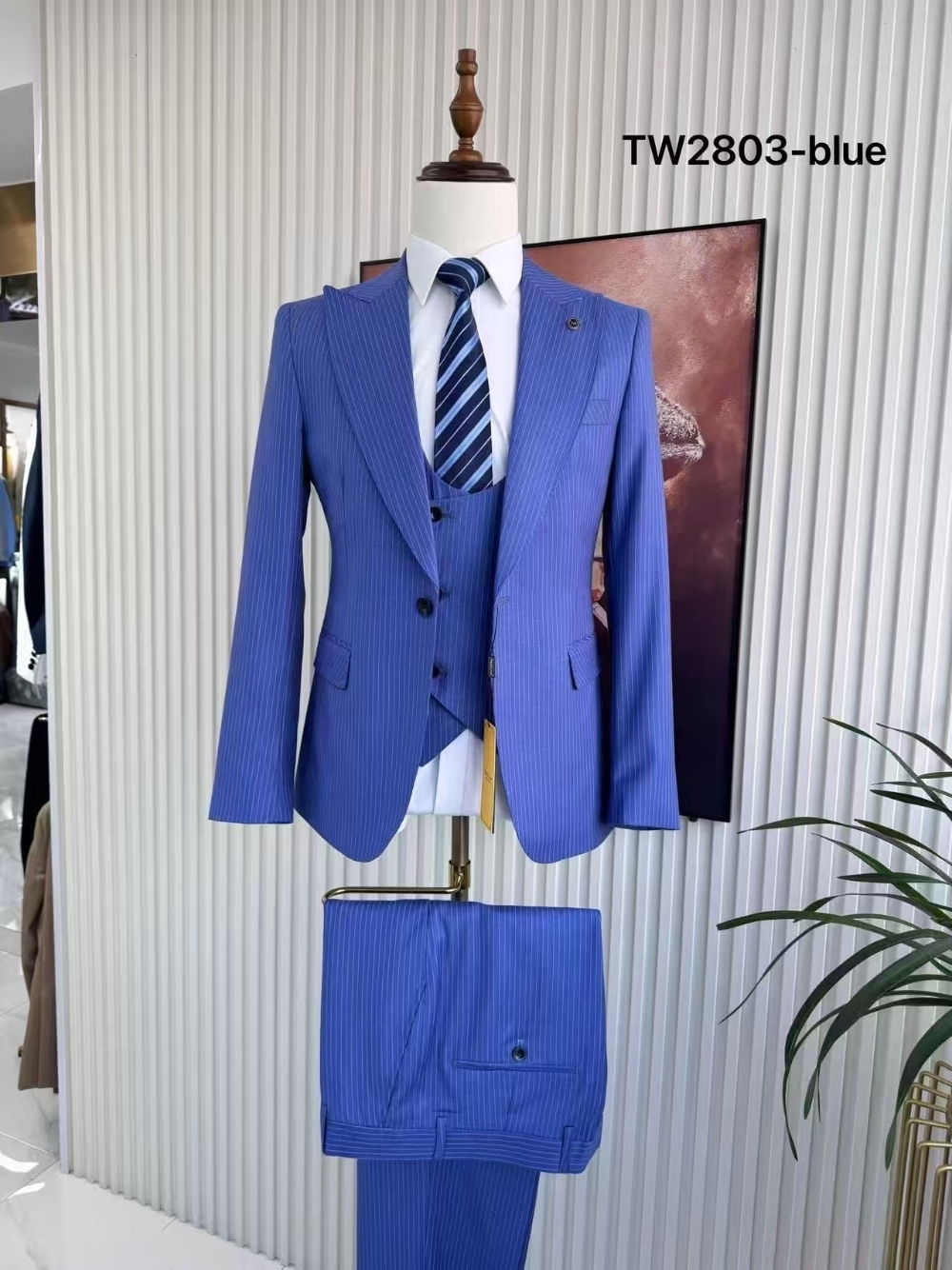 Men's Blue Striped Formal Suit – Men Formal Wear Sale Bewertung und Preis