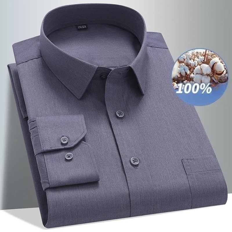 8XL 100 Cotton Long Sleeve Shi – Men Formal Office Wear Shirts Bewertung und Preis