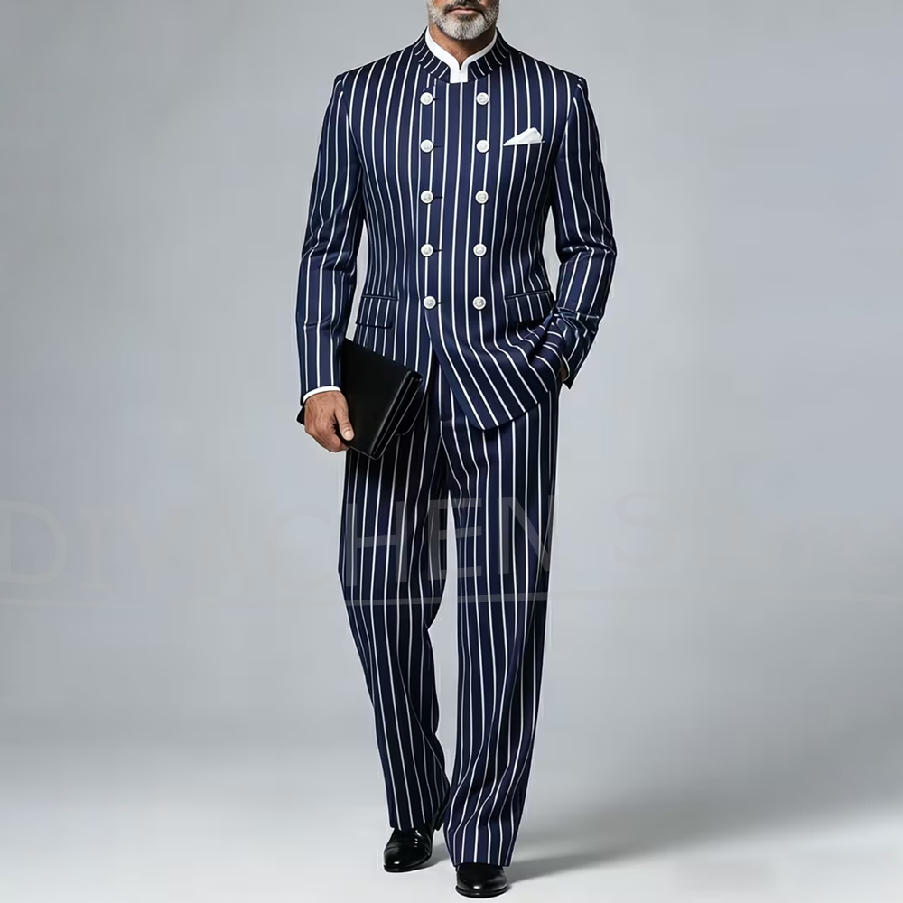 Men Striped Suit 2 Piece Manda – Men Formal Wear Pants Bewertung und Preis