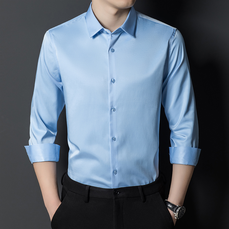 Men's Mulberry Silk Shirt Clas – Men Formal Office Wear Shirts Bewertung und Preis
