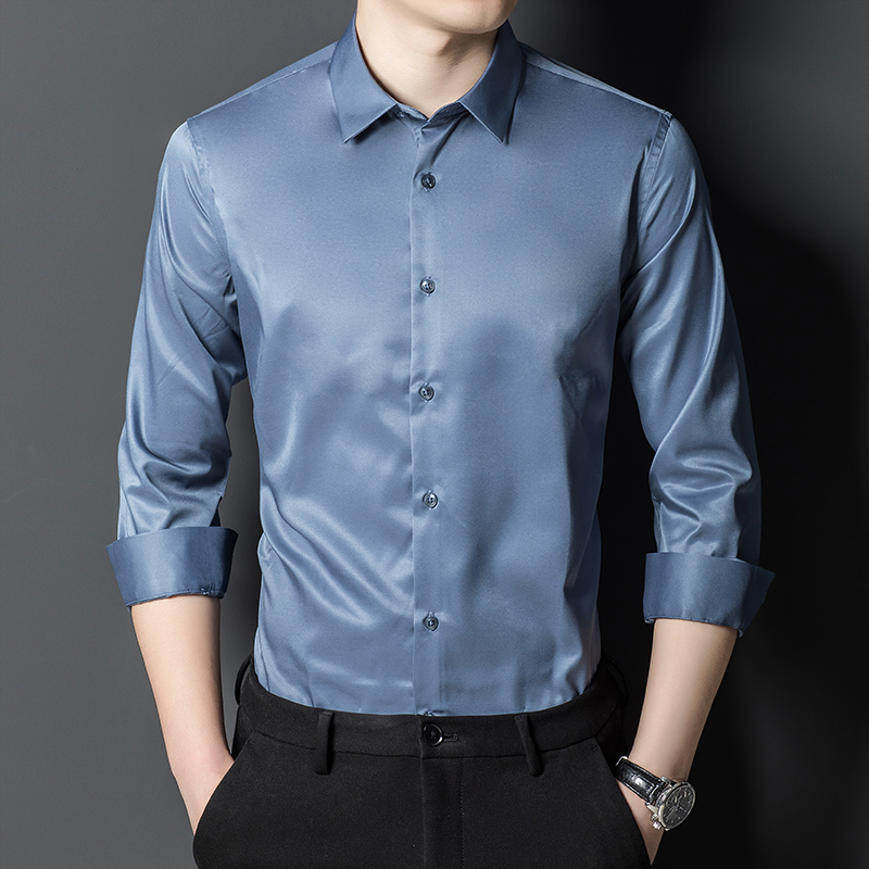 Men's Mulberry Silk Shirt Clas – Men Formal Office Wear Shirts Bewertung und Preis