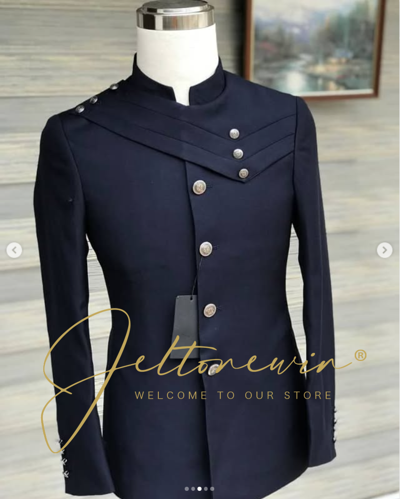 Men's Navy Blue Suit Set with  – Men Formal Wear Blue Bewertung und Preis