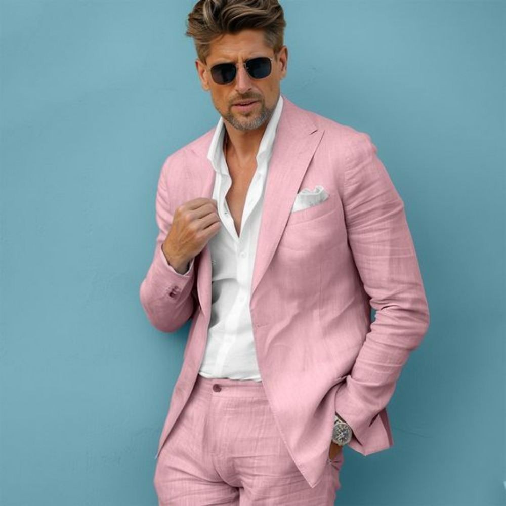 Linen Wedding Men Suits Slim F – Men Formal Wear Summer Bewertung und Preis