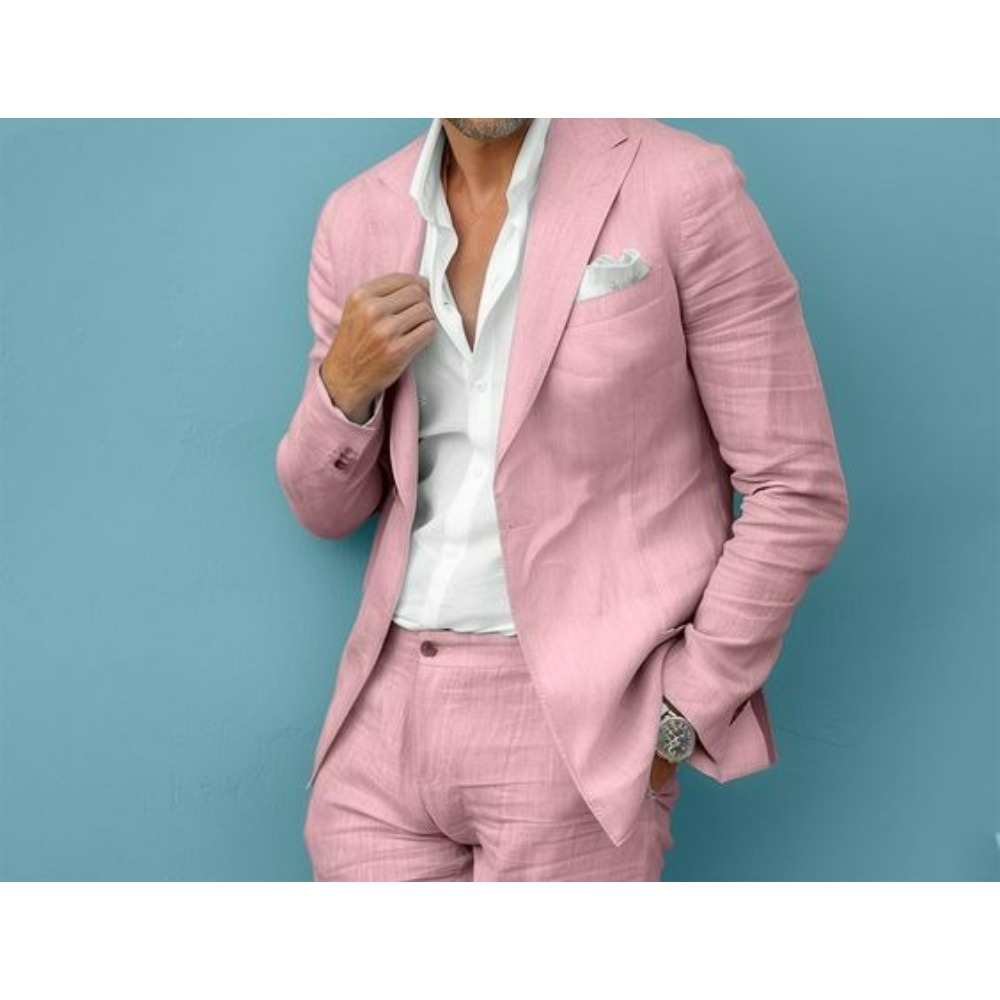 Linen Wedding Men Suits Slim F – Men Formal Wear Summer Bewertung und Preis