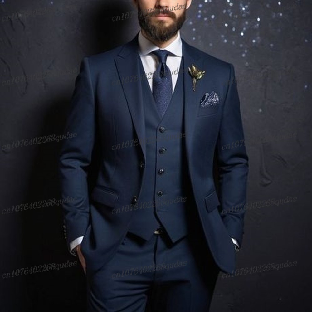New Navy Blue Formal Men Suit  – Men Formal Wear Blue Bewertung und Preis