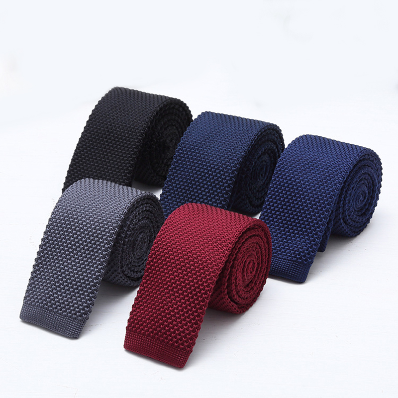 6cm Solid Black White Knitted  – Men Formal Wear Blue Bewertung und Preis
