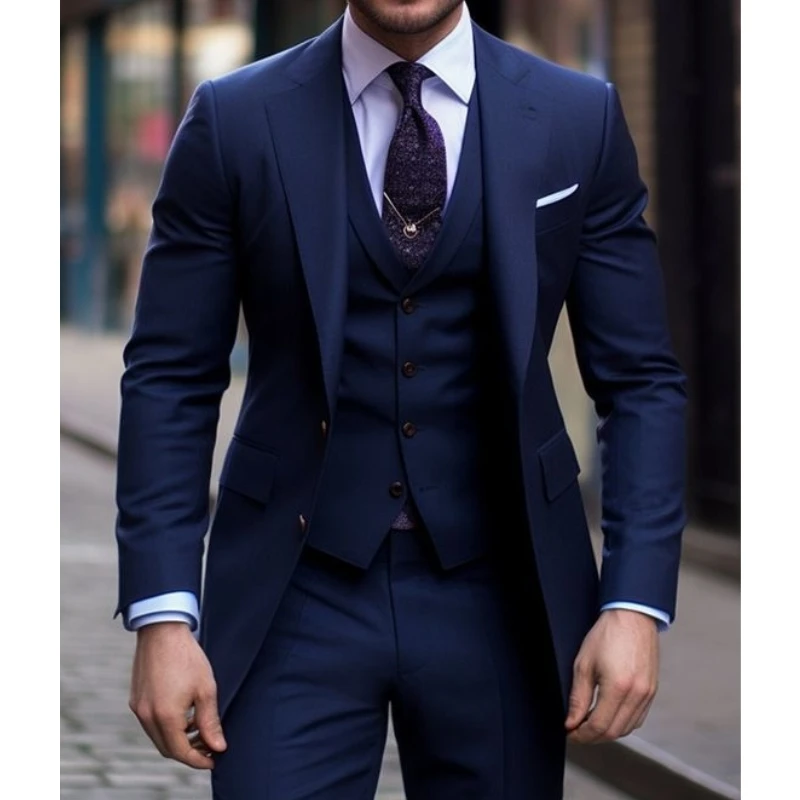 Navy Blue 3 Pieces Casual Male – Men Formal Wear Blue Bewertung und Preis