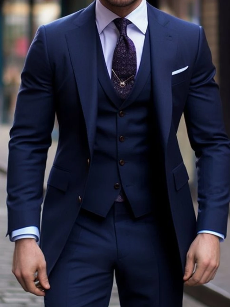 Navy Blue 3 Pieces Casual Male – Men Formal Wear Blue Bewertung und Preis