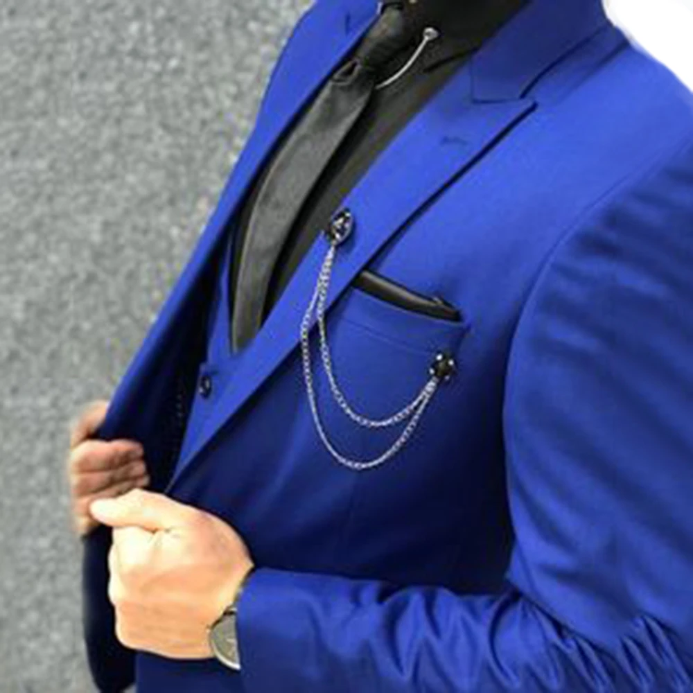Groom Wear Navy Blue Suit Peak – Men Formal Wear Blue Bewertung und Preis