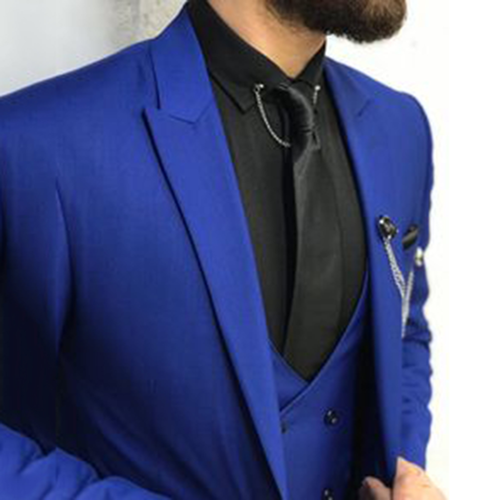 Groom Wear Navy Blue Suit Peak – Men Formal Wear Blue Bewertung und Preis