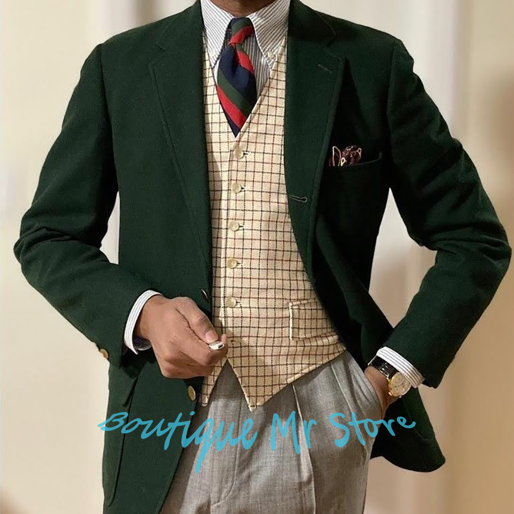 Men's Woolen Dark Green Blazer – Men'S Formal Wear Waistcoat Bewertung und Preis