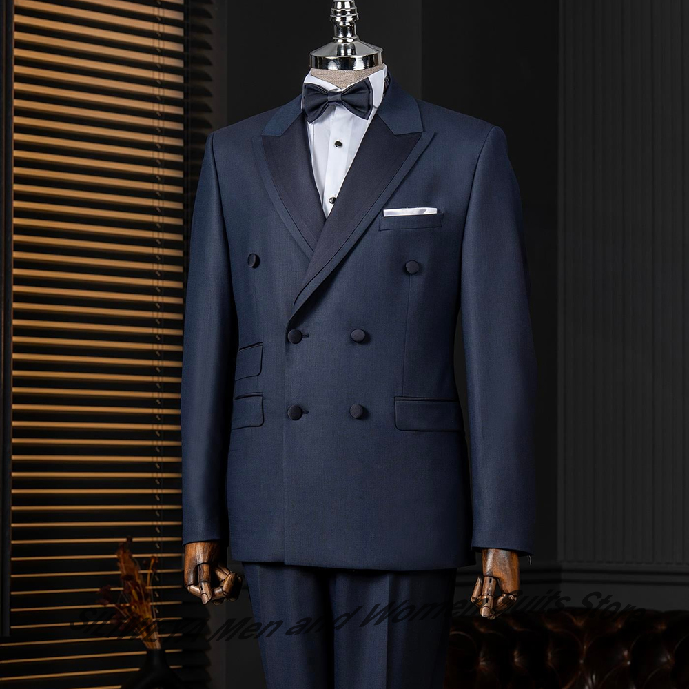 Men's Navy Blue Double Breaste – Men Formal Wear For Dinner Bewertung und Preis