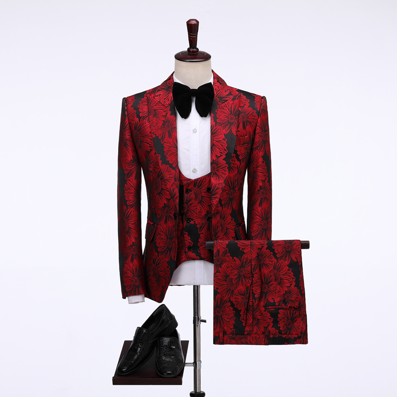 2026 Floral Men's Suits Groom  – Men Formal Wear Pants Bewertung und Preis