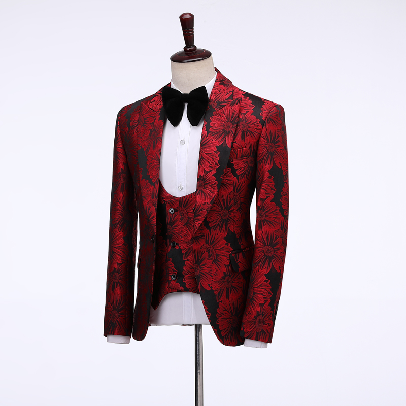 2026 Floral Men's Suits Groom  – Men Formal Wear Pants Bewertung und Preis