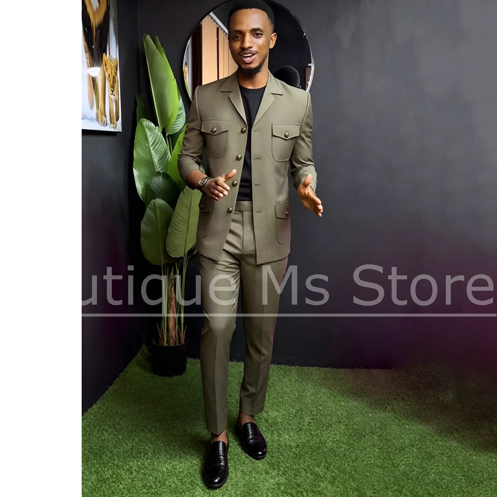 Men Safari Suit Two Piece Set  – Men Formal Wear Pants Bewertung und Preis