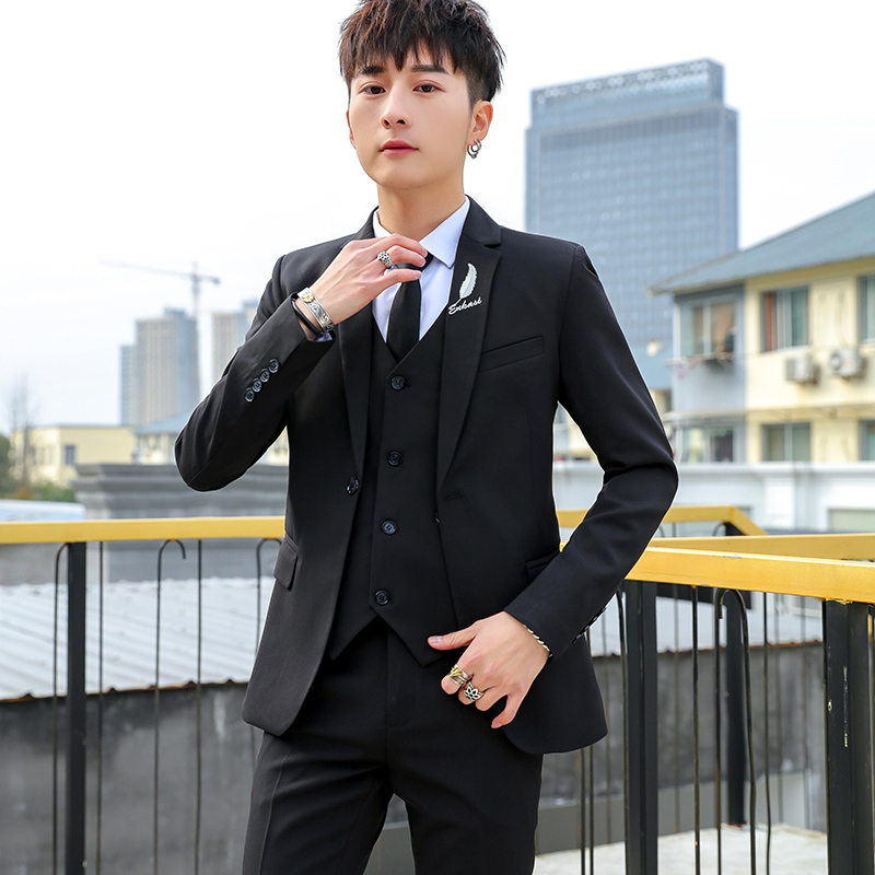 Slim Fit Tee Piece Suit Set fo – Korean Men Formal Wear Bewertung und Preis