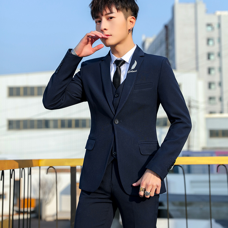 Slim Fit Tee Piece Suit Set fo – Korean Men Formal Wear Bewertung und Preis