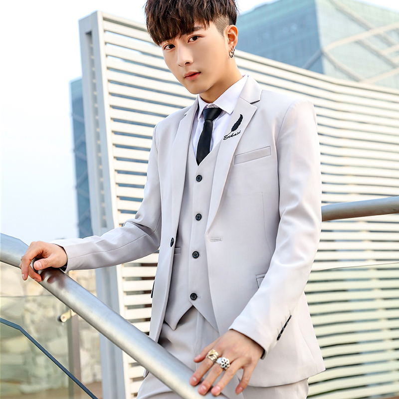 Slim Fit Tee Piece Suit Set fo – Korean Men Formal Wear Bewertung und Preis