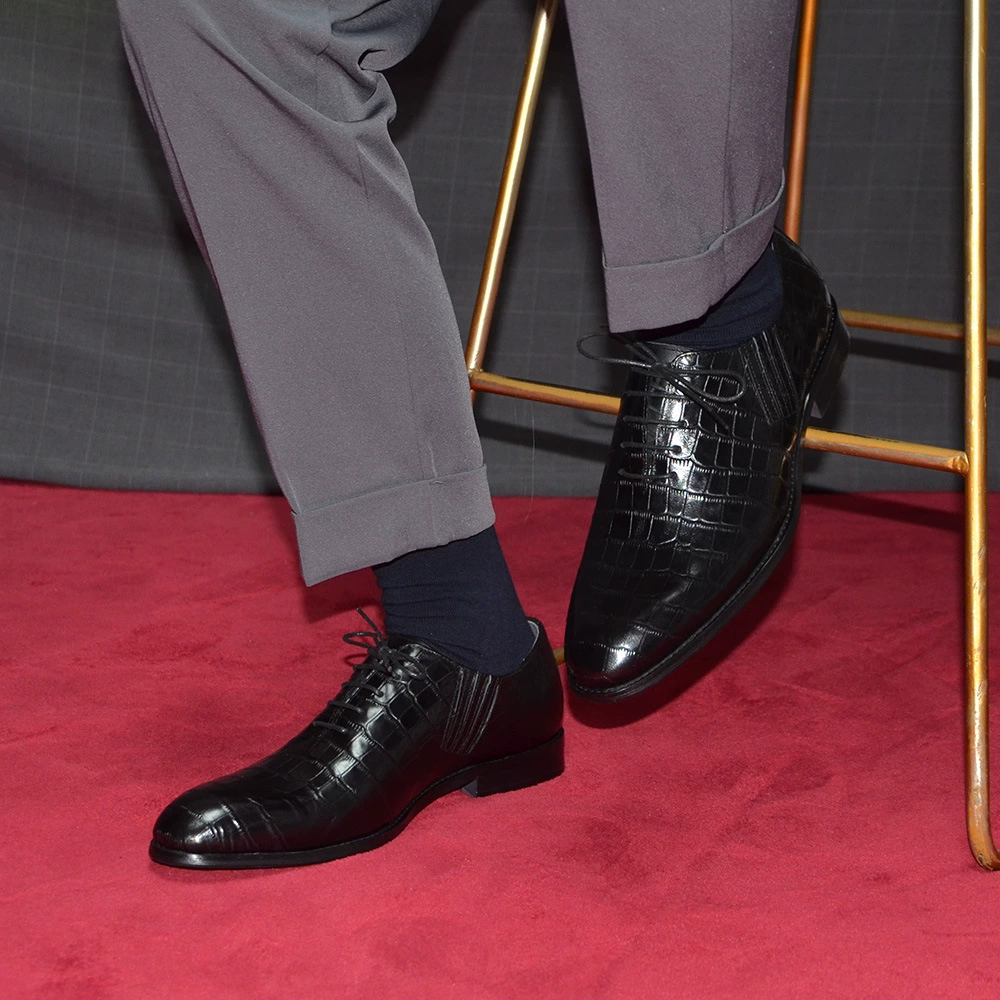 Men's Black Crocodile Pattern  – Men Formal Wear All Black Bewertung und Preis