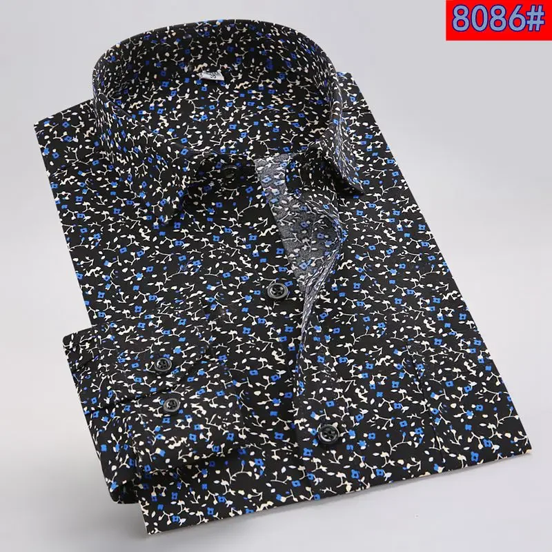 Men's Floral Print Long Sleeve – Korean Men Formal Wear Bewertung und Preis