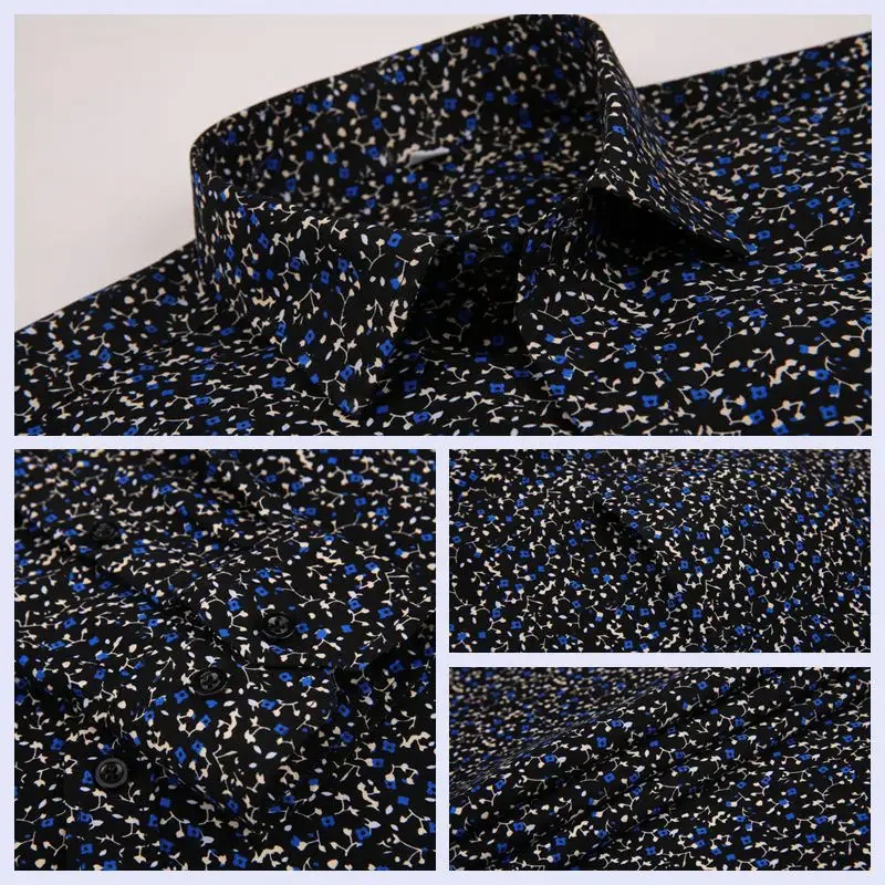 Men's Floral Print Long Sleeve – Korean Men Formal Wear Bewertung und Preis