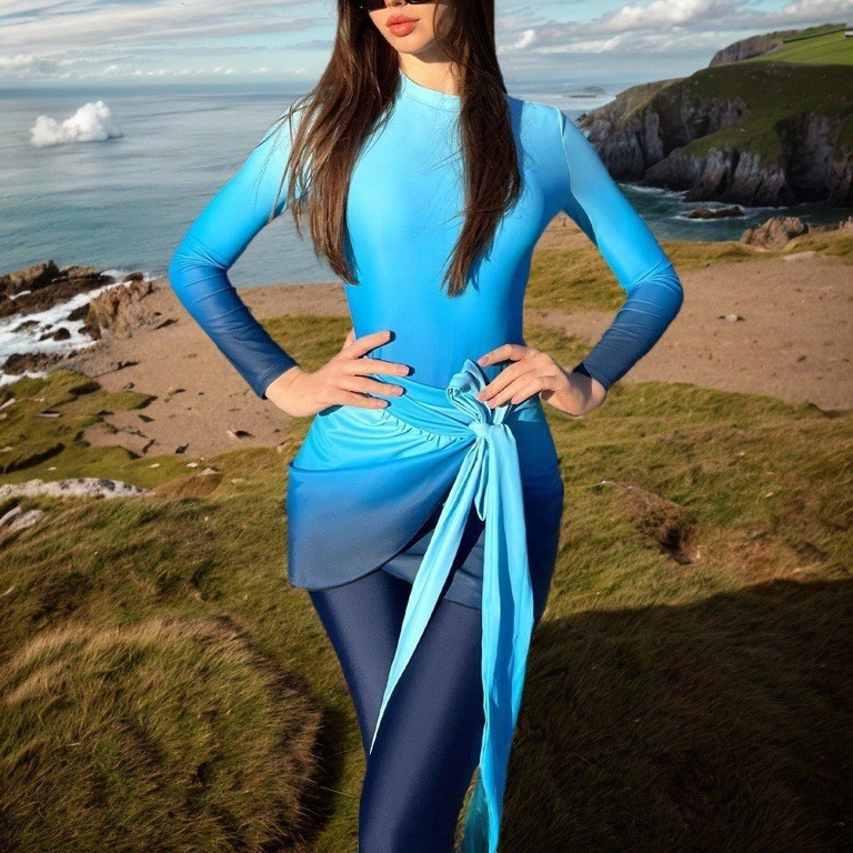 Blue Long Sleeve Swimsuit High – Slim Fit Suit Set Bewertung und Preis